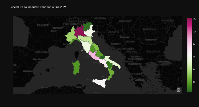  Tribunali fallimentari, nel 2021 + 8% di pratiche aperte, lo stock diminuisce del 6%